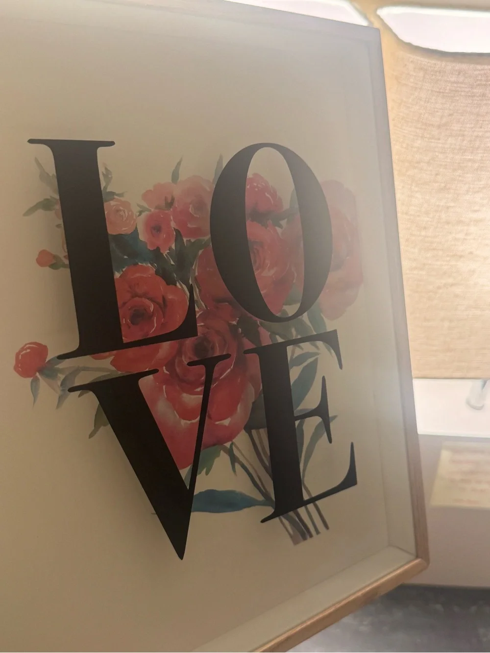 LOVE Floral Wall Art Print in Pink and Green